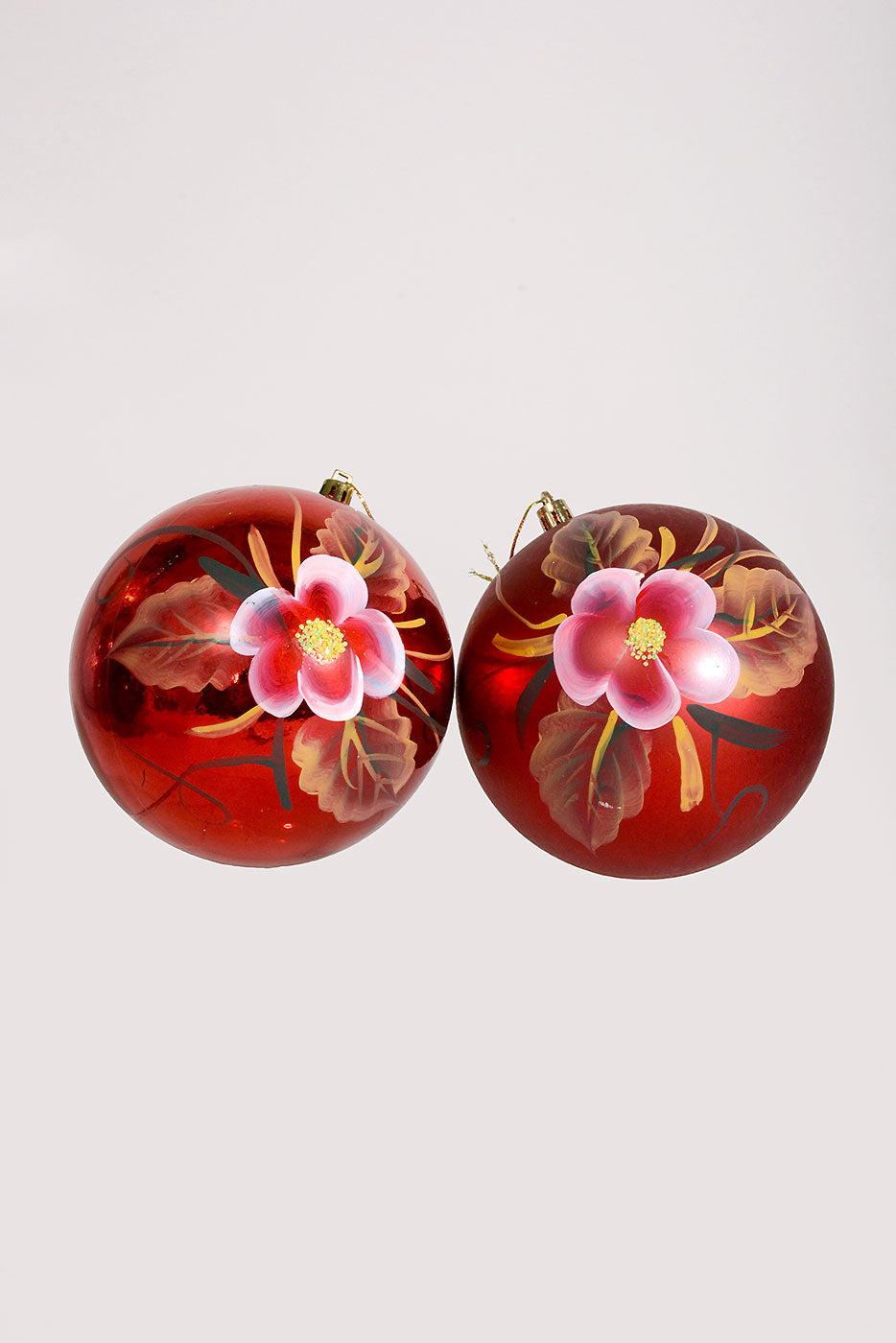 120Mm Plastic Ornament W/Flower Shiny/Matte Red Box-2