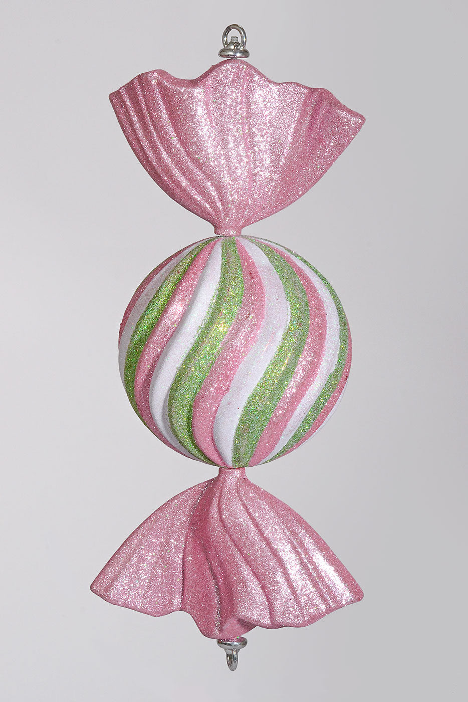 19" Candy Ornament with Glitter Pink/Green