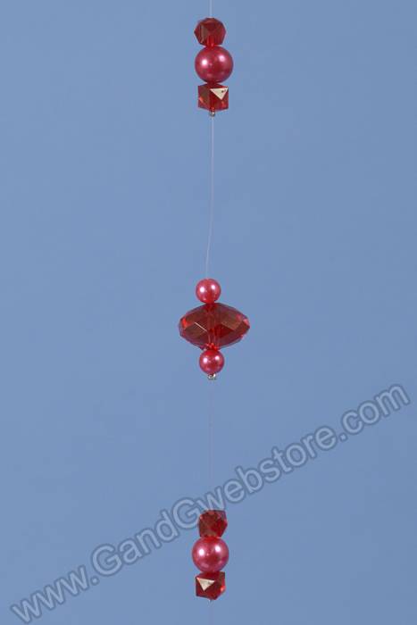 36" Pearl & Bead Garland Red