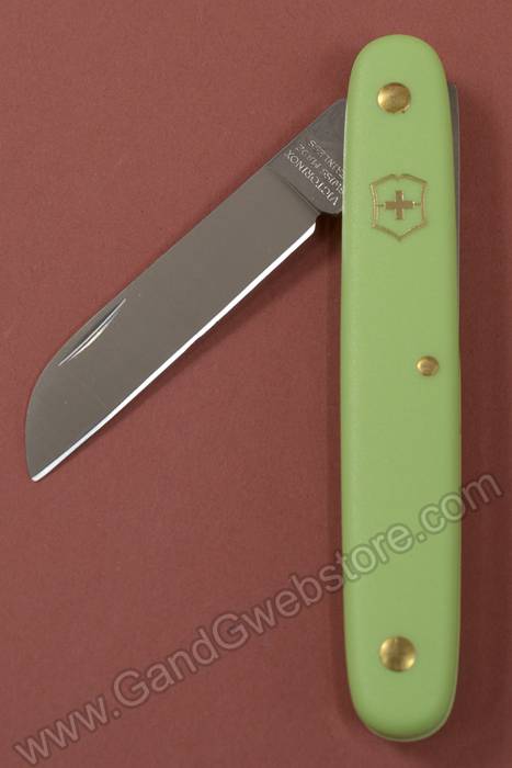 4" Swiss Floral Straight Knife Green Handle