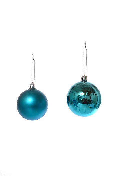 60mm Shiny/Matte Plastic Ball Turquoise Pkg/16