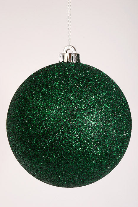 140Mm Glitter Ball Ornament Spruce Pkg/2