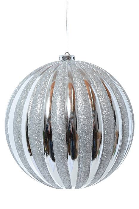 7.75" Shiny Pumpkin Ball W/glitter Silver