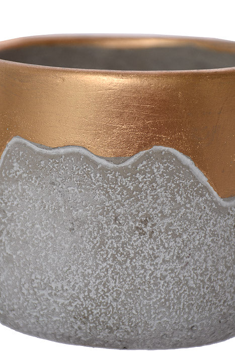 4" X 3.5" Round Pot Gold/Gray