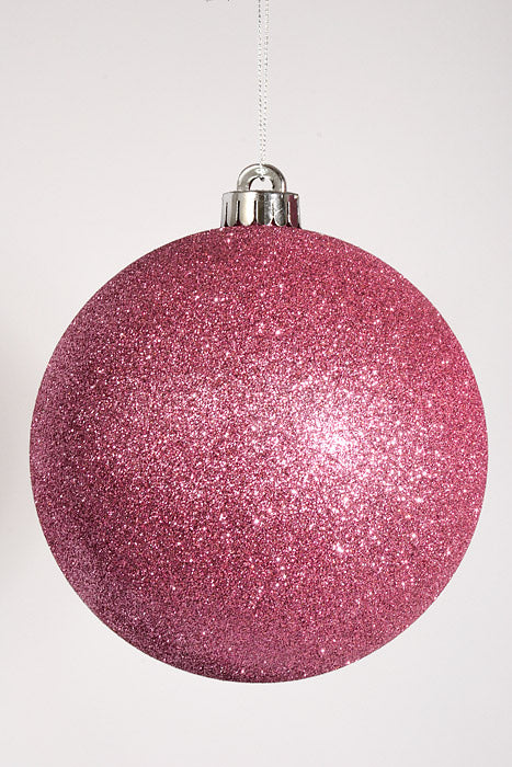 140Mm Glitter Ball Ornament Pink Pkg/2