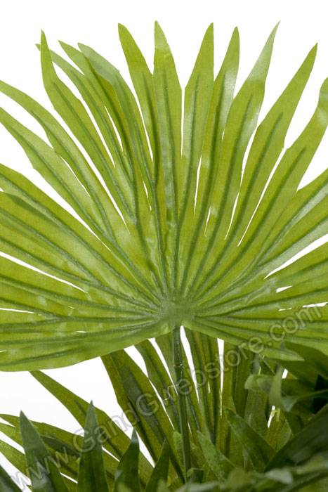 19" Fan Palm Bush Green