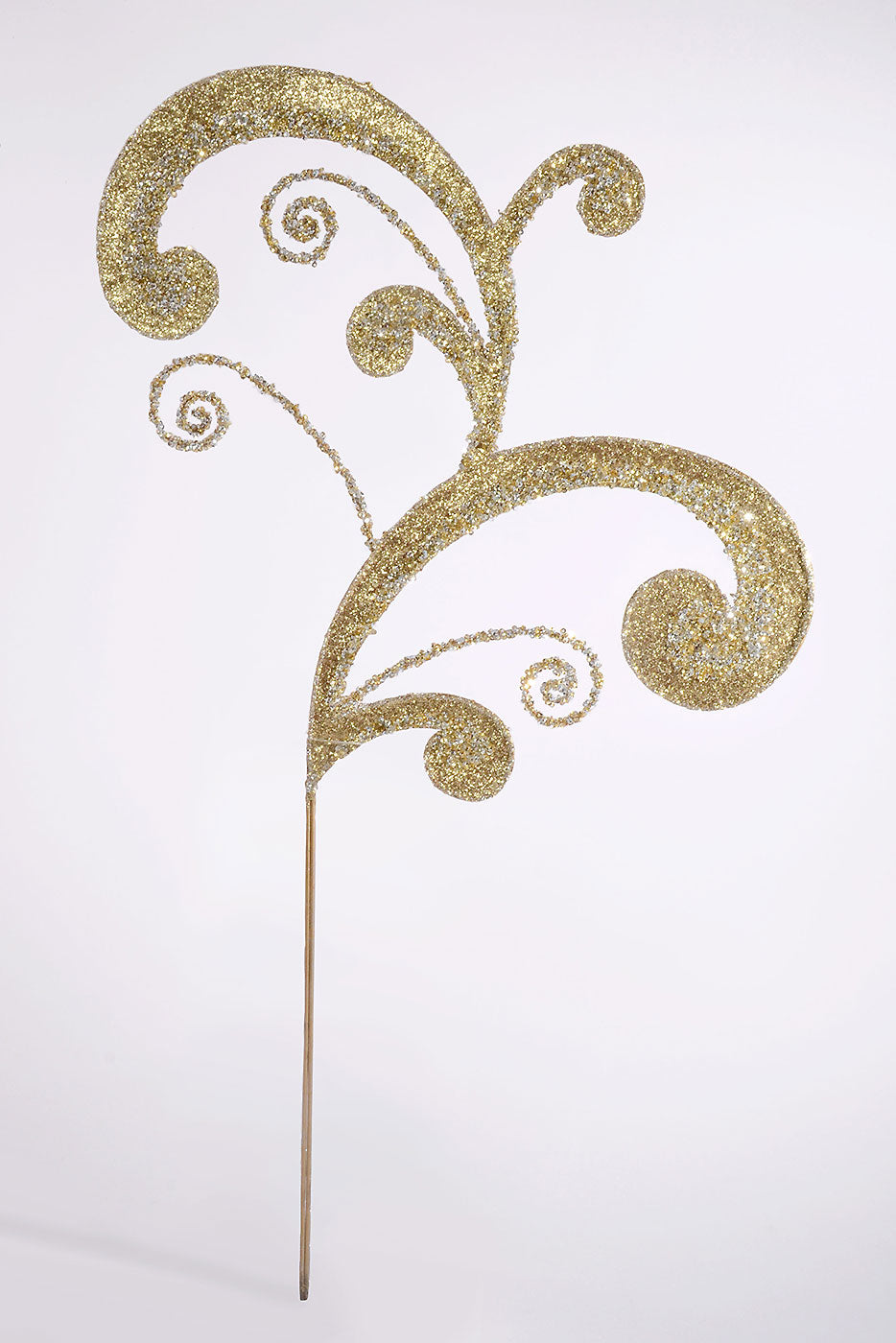 29" Metal Acanthus Scroll Glitter Spray Champagne