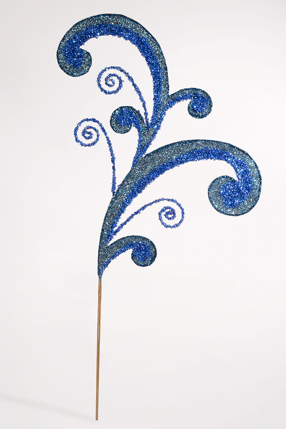 29" Metal Acanthus Scroll Glitter Spray Dark Blue