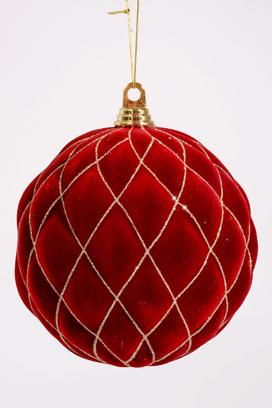 200Mm Flocked with Glitter Diamond Ball Ornament Burgundy