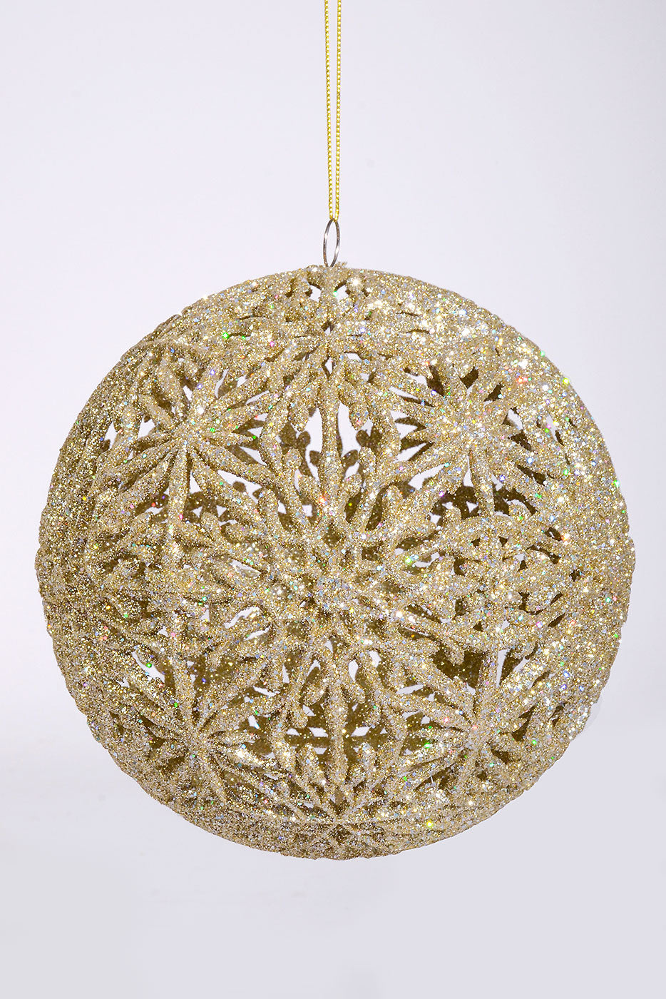 200MM Snowflake Hollow Ball Ornament Champagne
