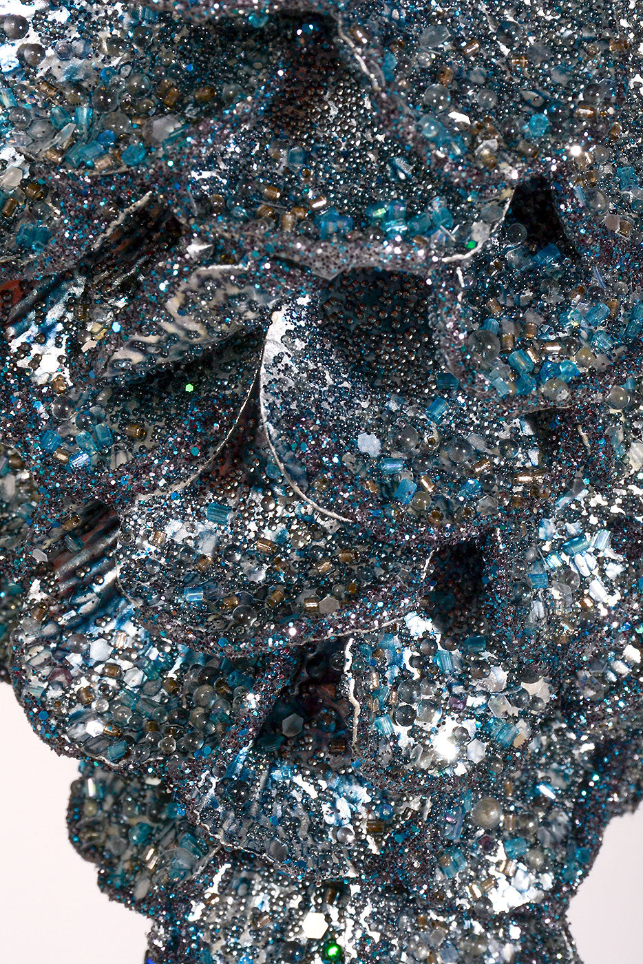 11" Iced W/Glitter Jewel Pinecone Ornament Dark Blue/Silver