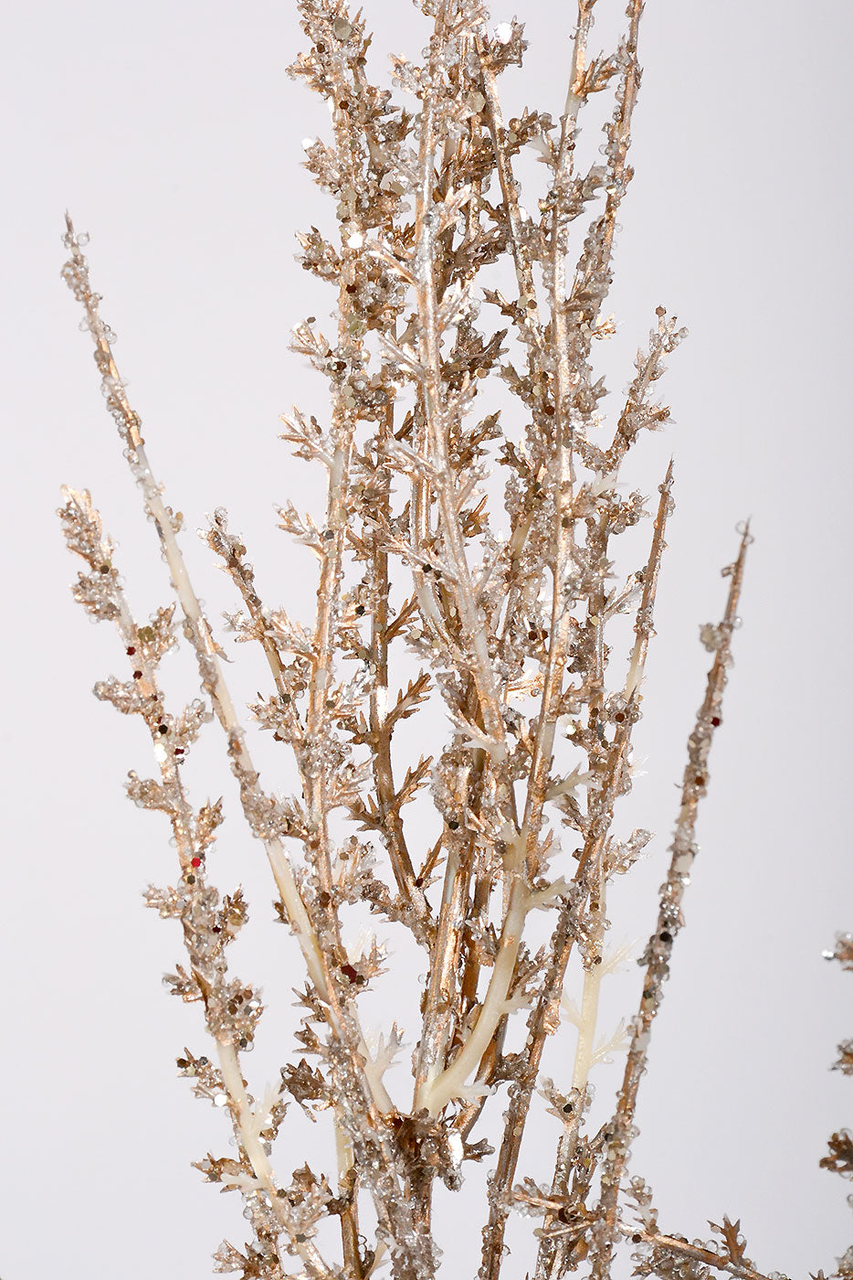 31" Plastic Mini Glitter Leaf Spray Champagne