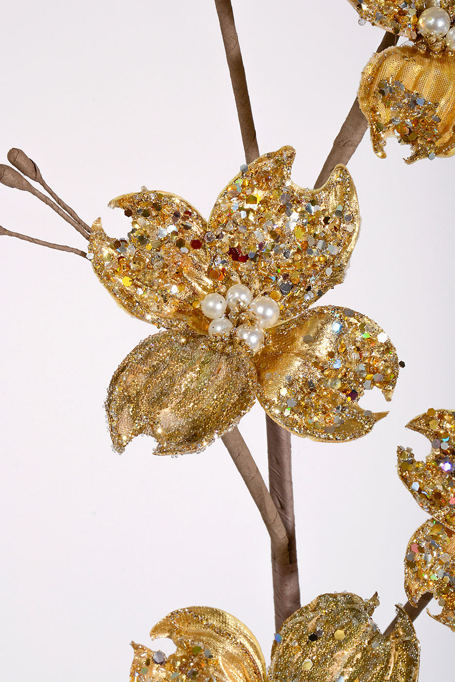 36" Winter Jewel Dogwood Spray Gold/Champagne