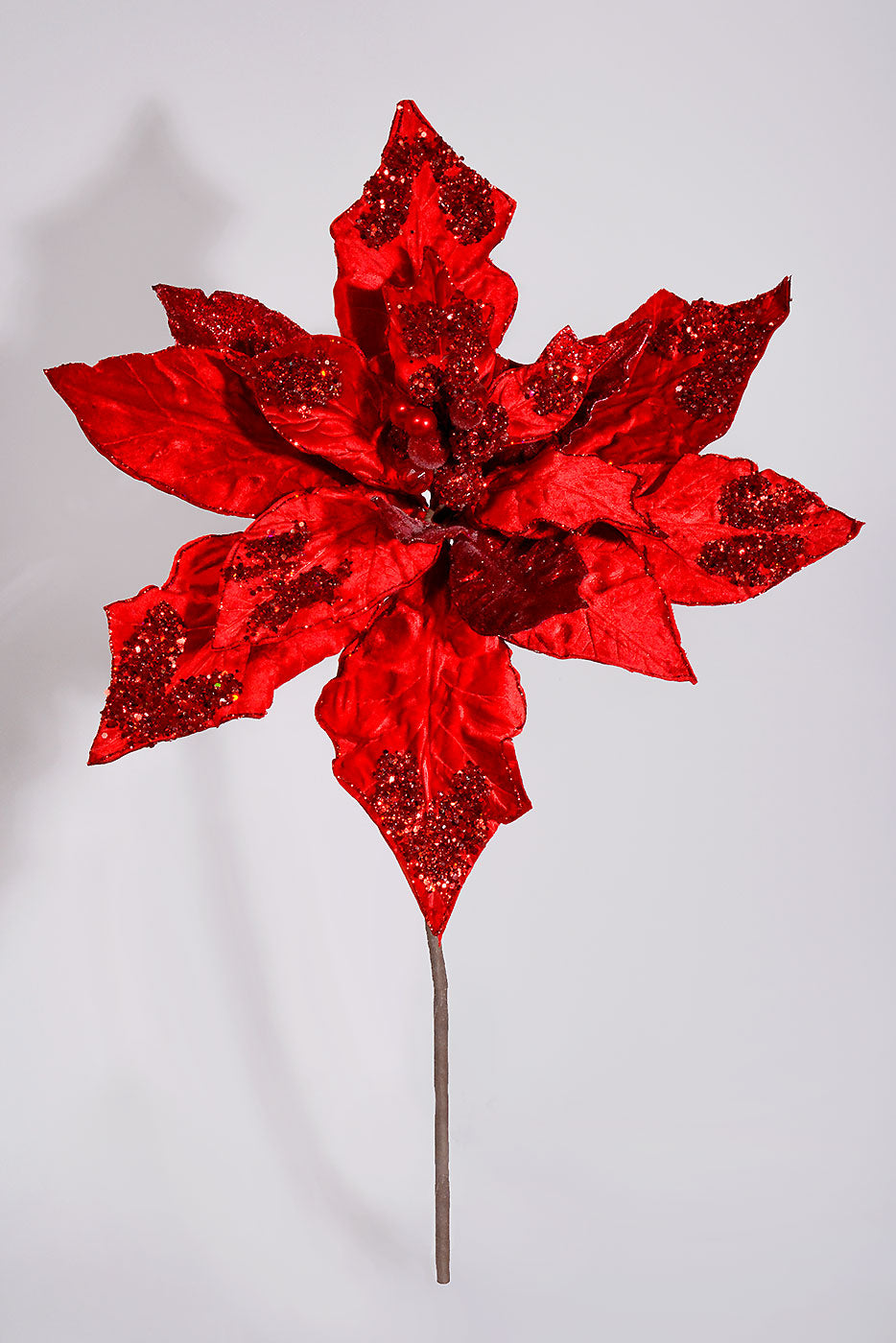 32" Fantasy Poinsettia Stem Red
