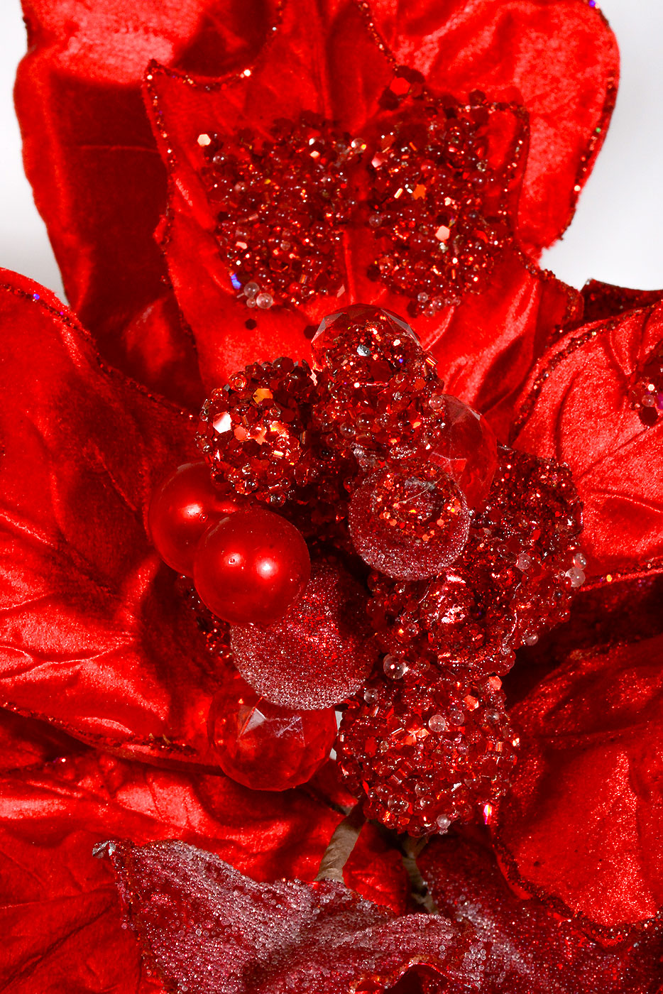 32" Fantasy Poinsettia Stem Red