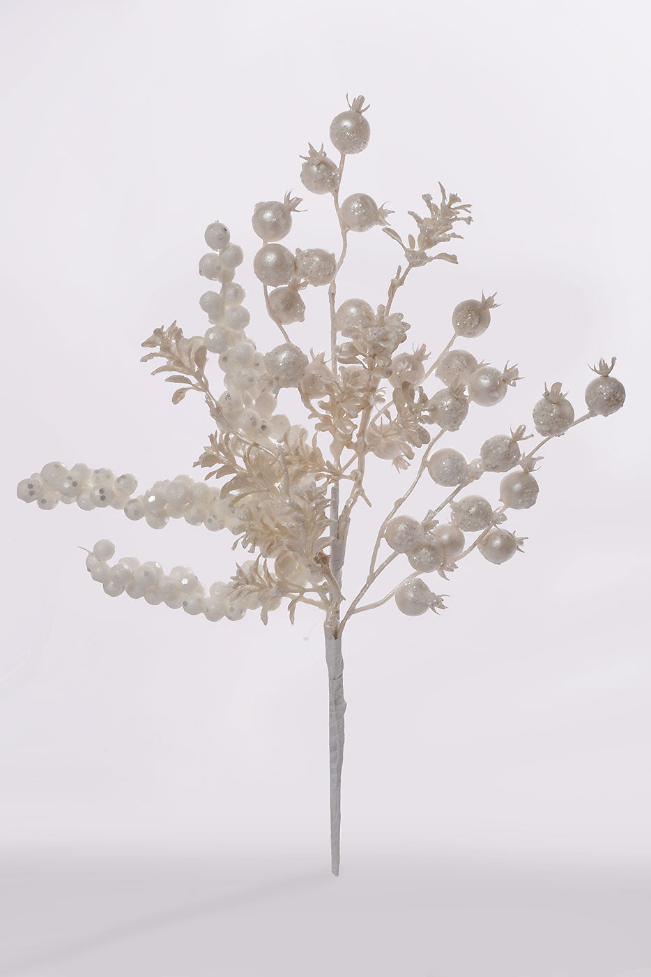 16" Winter Glitter Berry Pick White Iridescent