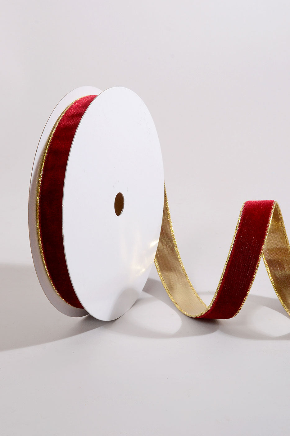 1" X 20Yds Wired Velvet Ribbon with Metallic Edge Burgundy