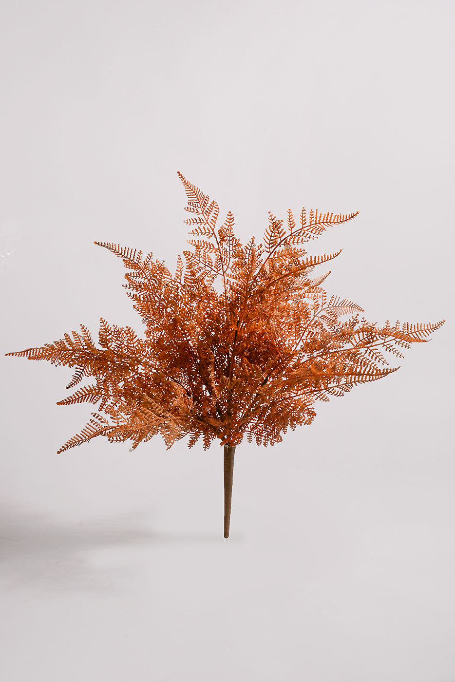 18" Plastic Fern Bush Brown