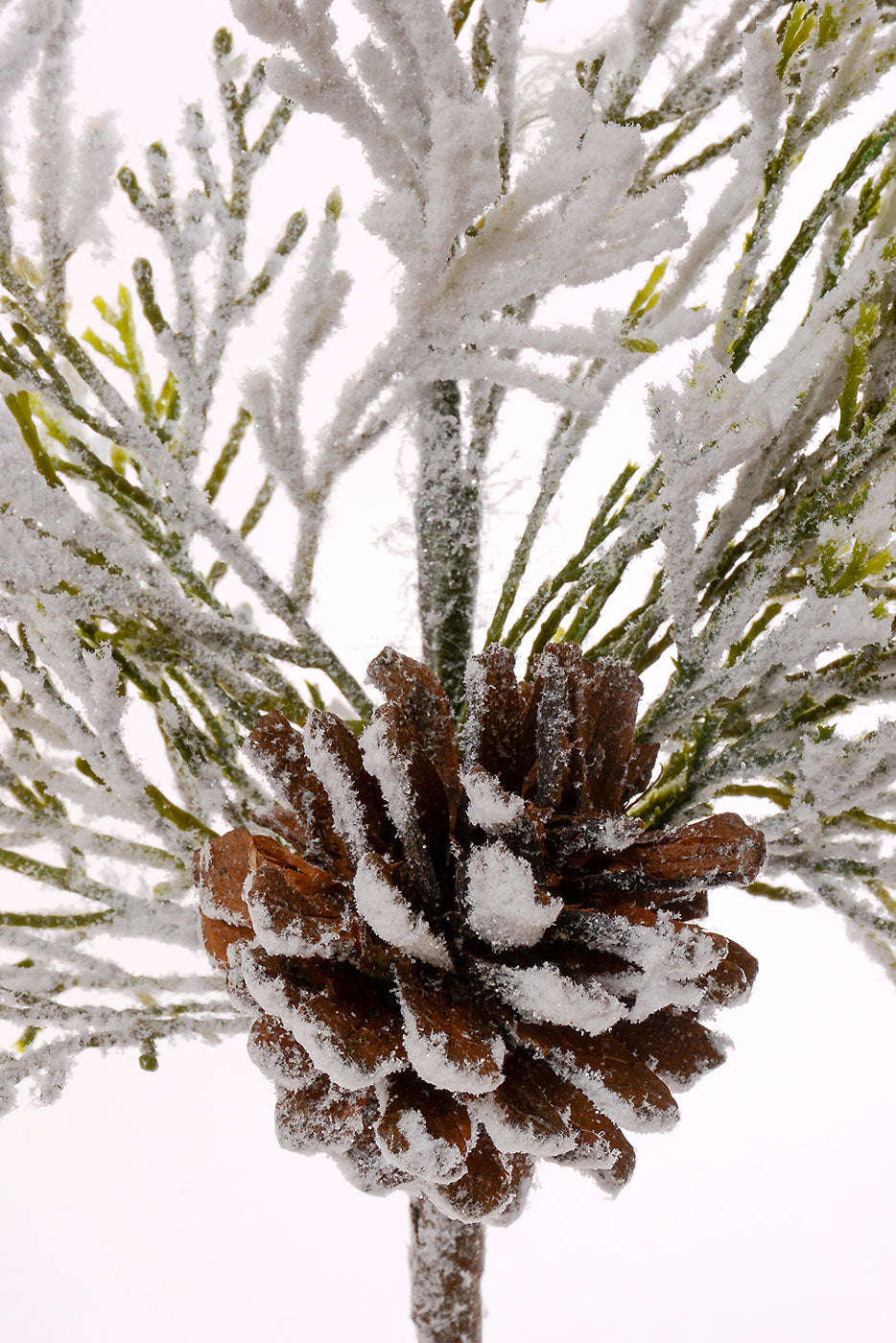 18" Snow Cedar Pinecone Spray