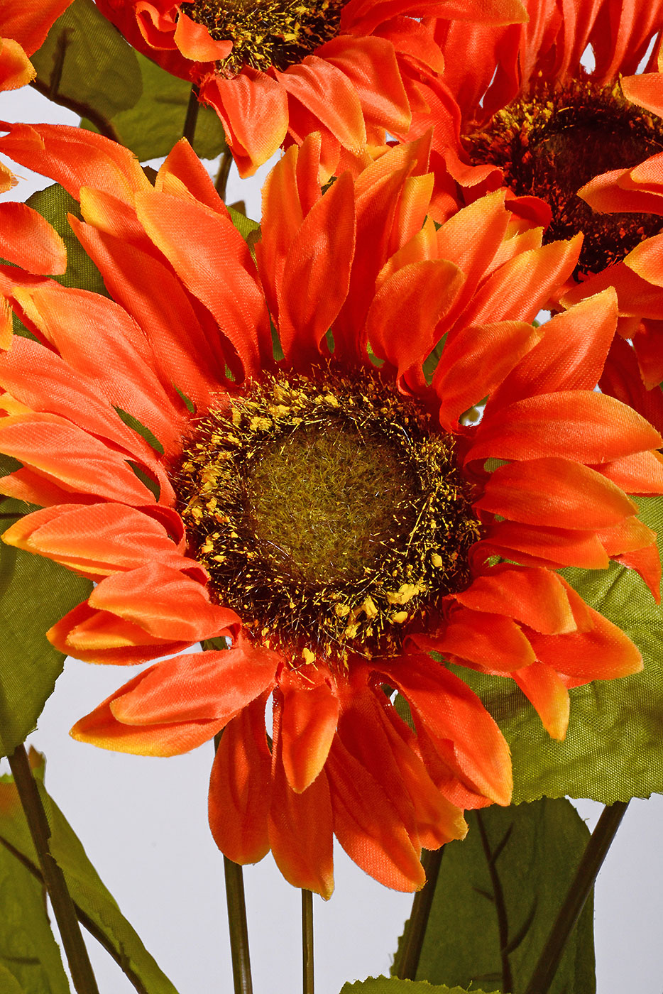 18" Silk Satin Sunflower Bush Orange