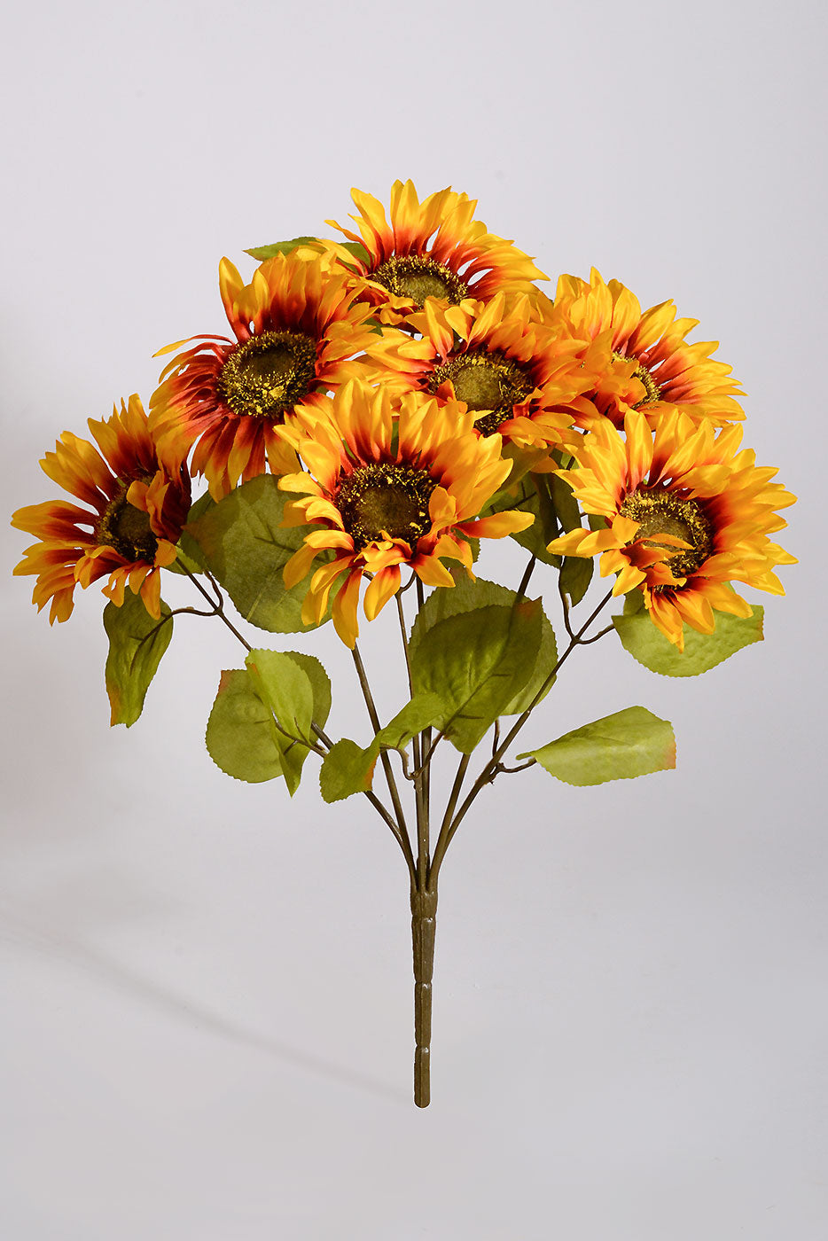 18" Silk Satin Sunflower Bush Yellow