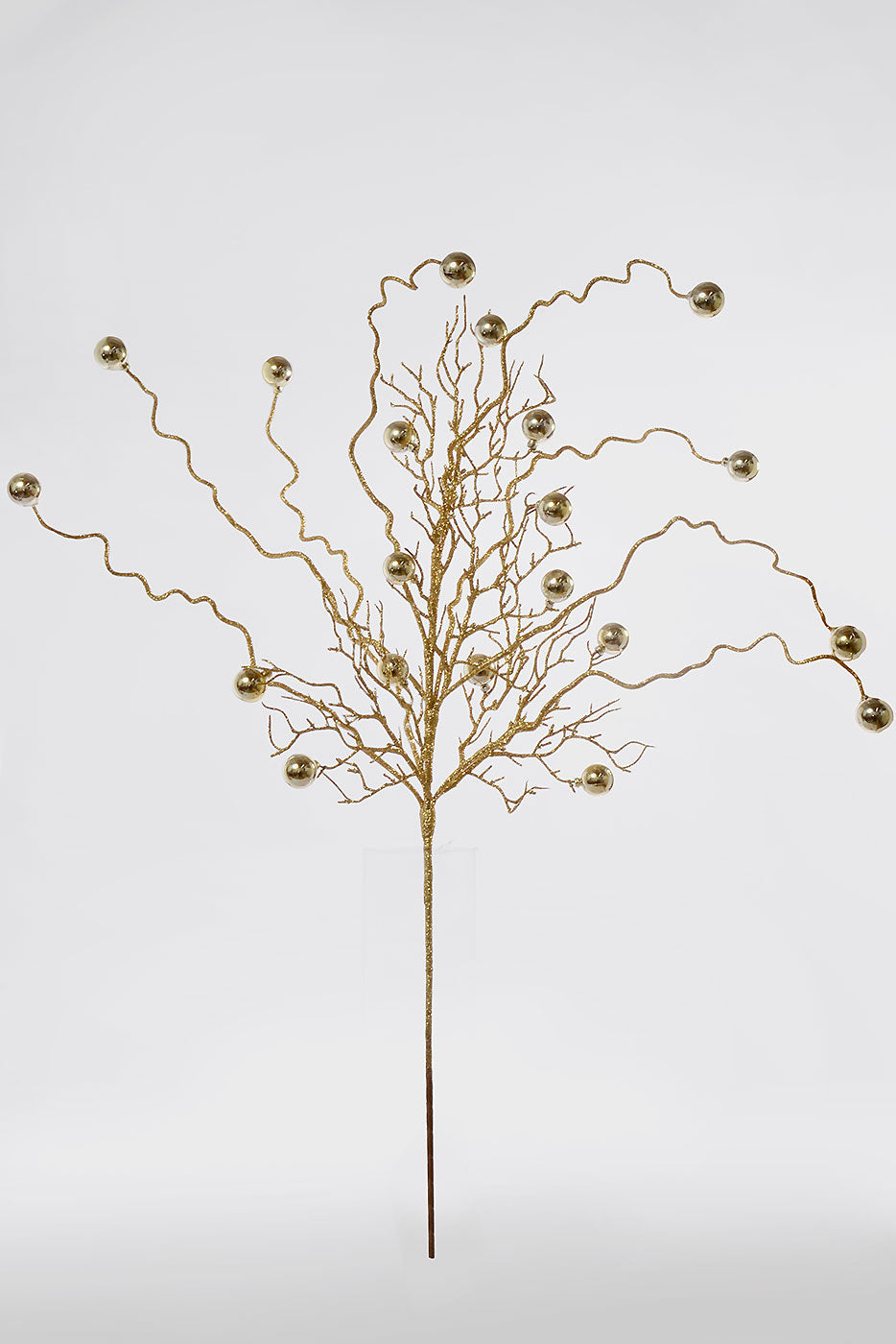 42" Ball And Glitter Twig Light/Gold Spray