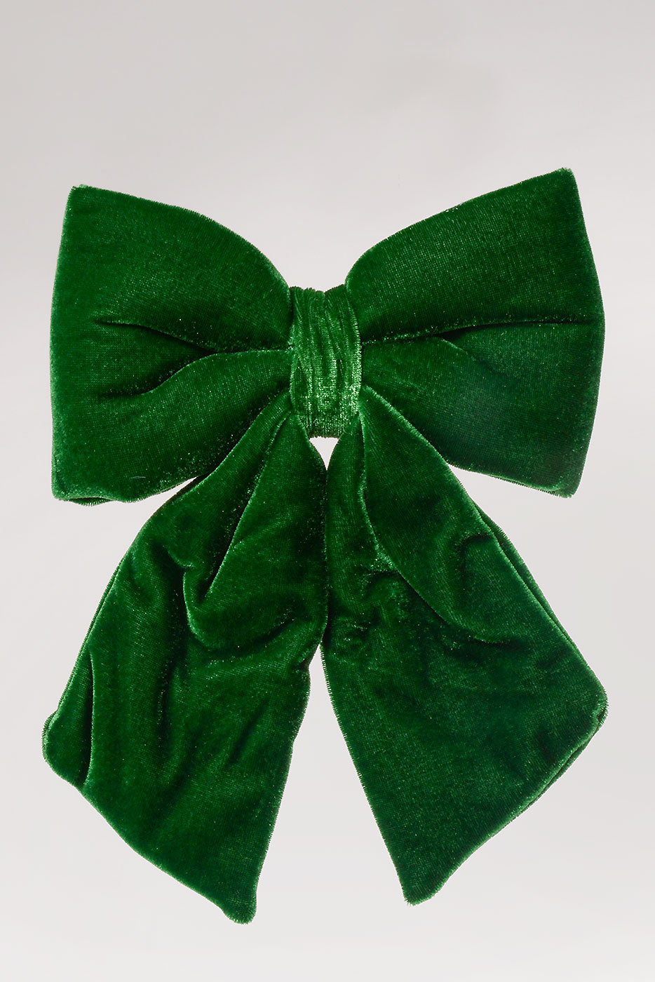 5" - 7" Velvet Bow With Clip Green Set/3
