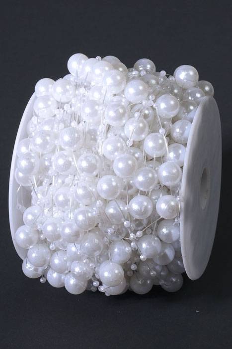 3mm/12mm X 45yds Pearl Garland White