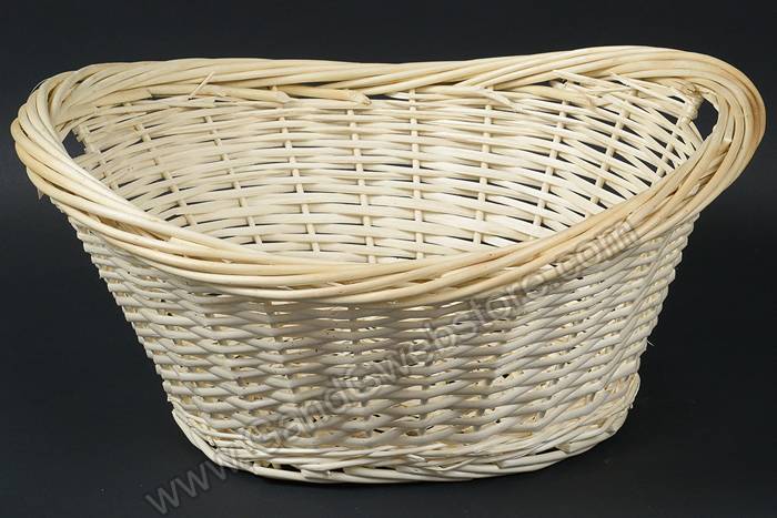 22" Bleached Willow Laundry Basket Natural