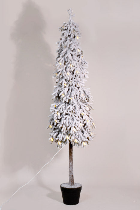 5Ft Snow Pine Tree In Pot With Lights & USB Cable Green/White