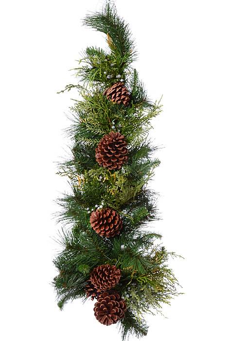 36" Cone/berry/cedar/pine Teardrop Green/brown