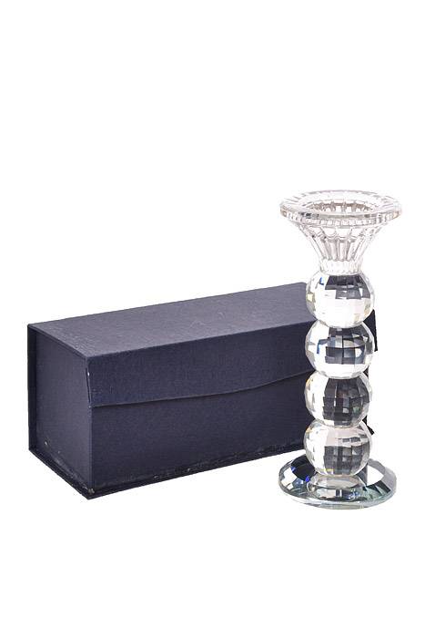 6.75" Crystal Single lite Glass Candle Holder Clear