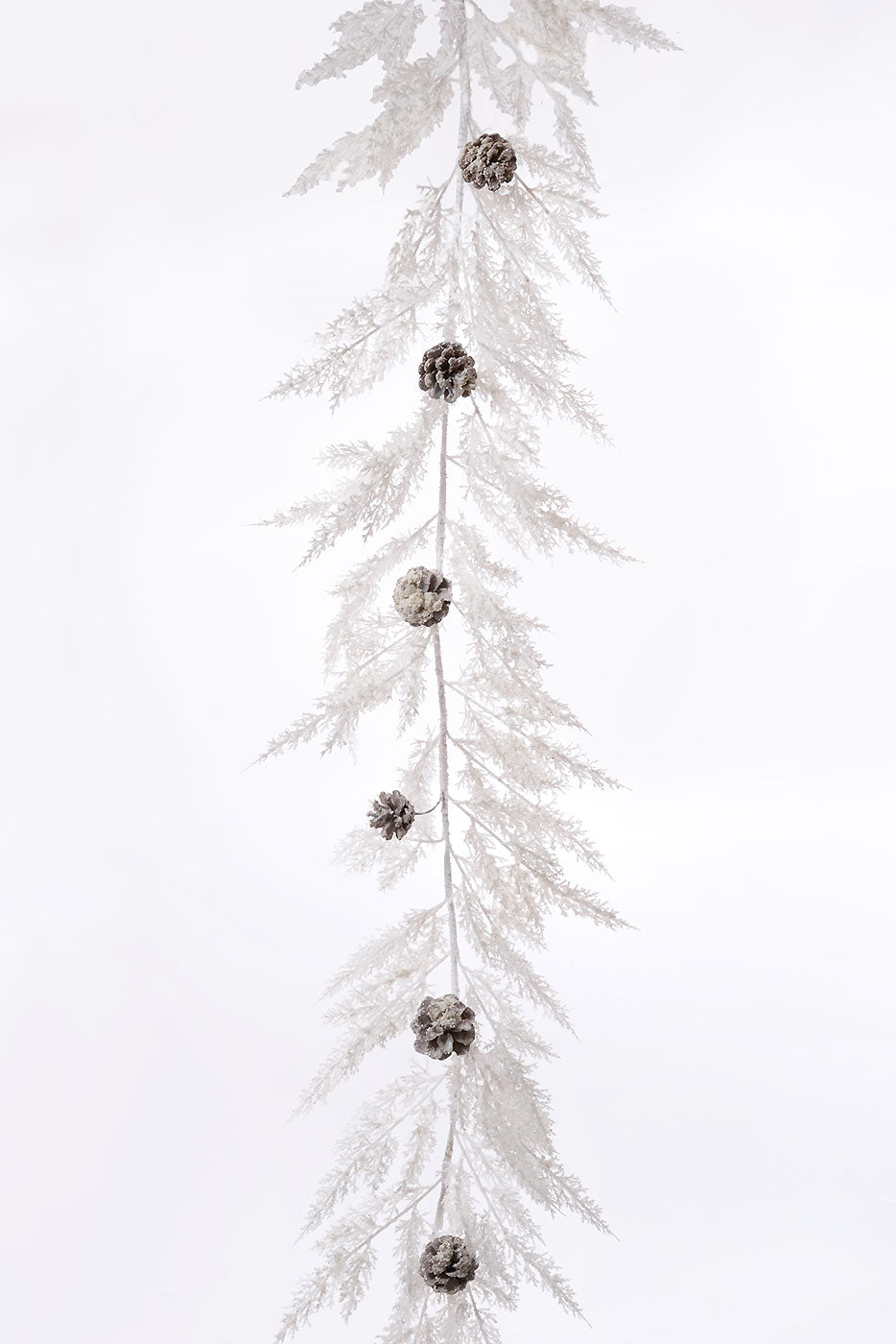 5Ft Pine/Pine Cone Ice Garland White