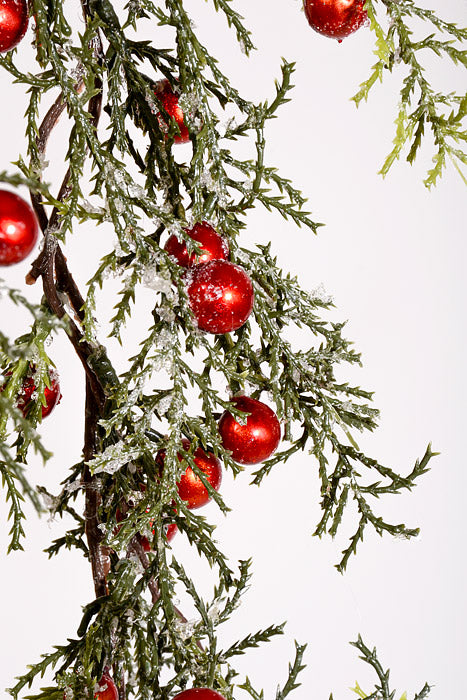 48" Iced Cedar Berry Hanger Red