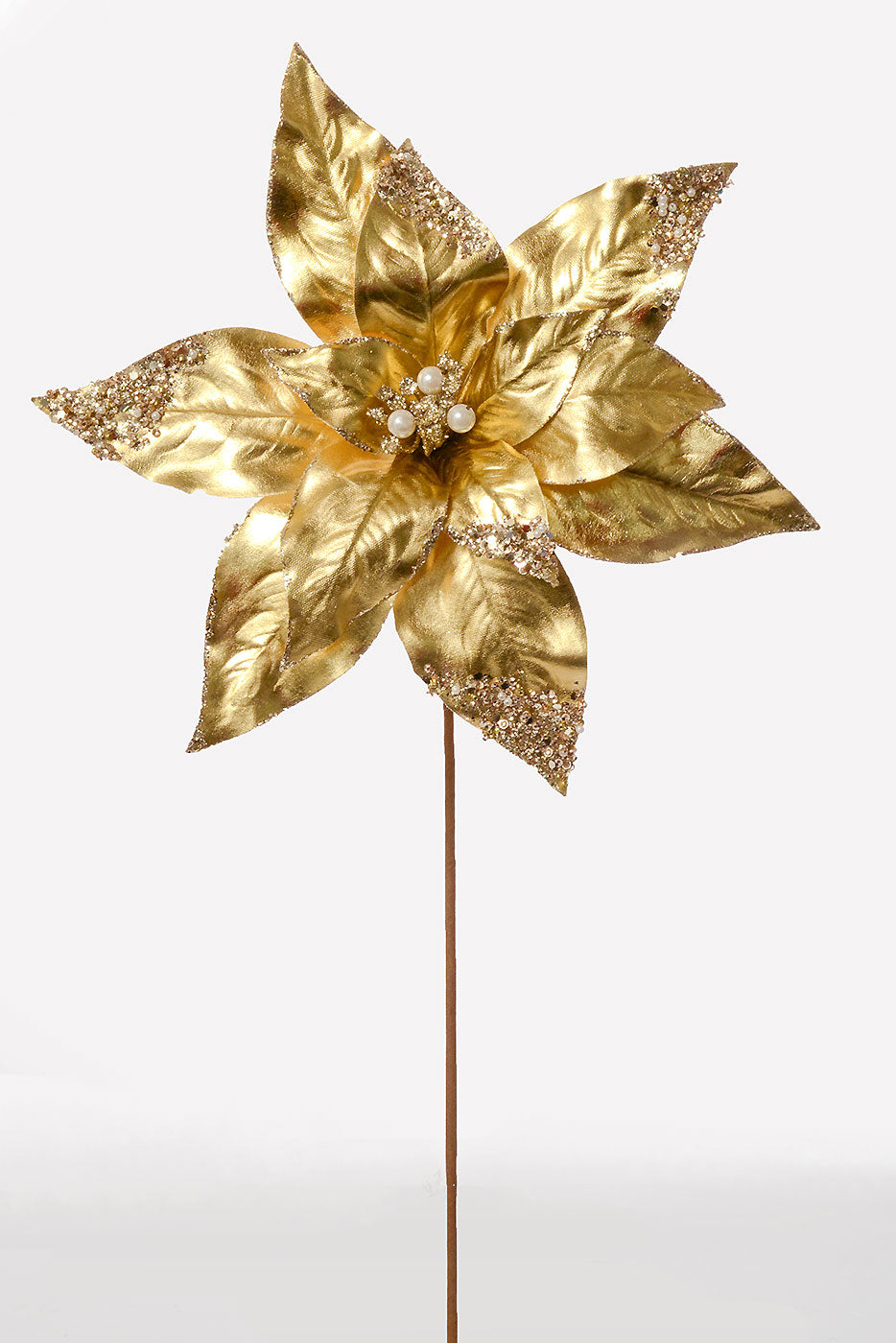 23" Poinsettia Stem Gold