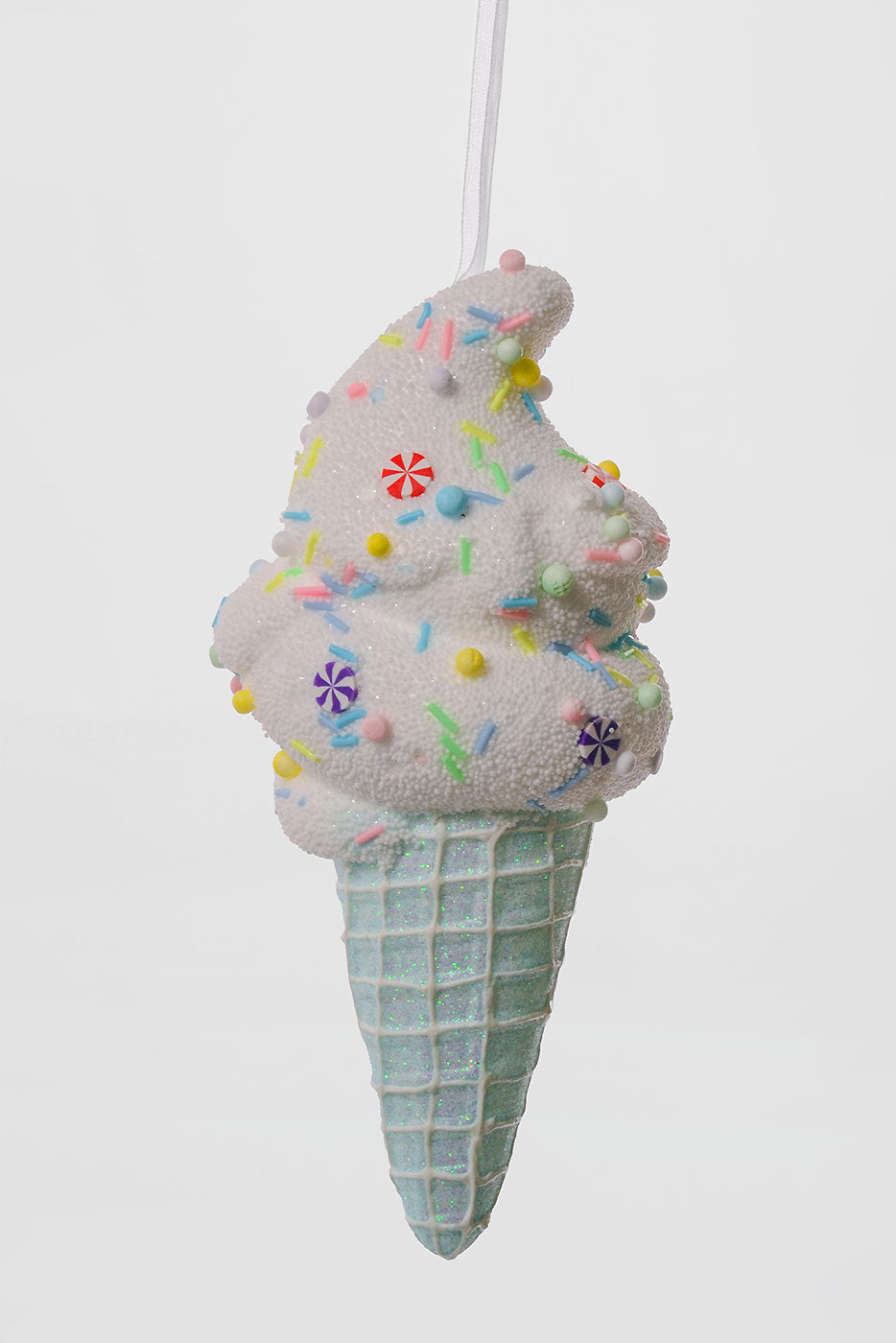 8" X 3.5" Ice Cream Ornament Blue