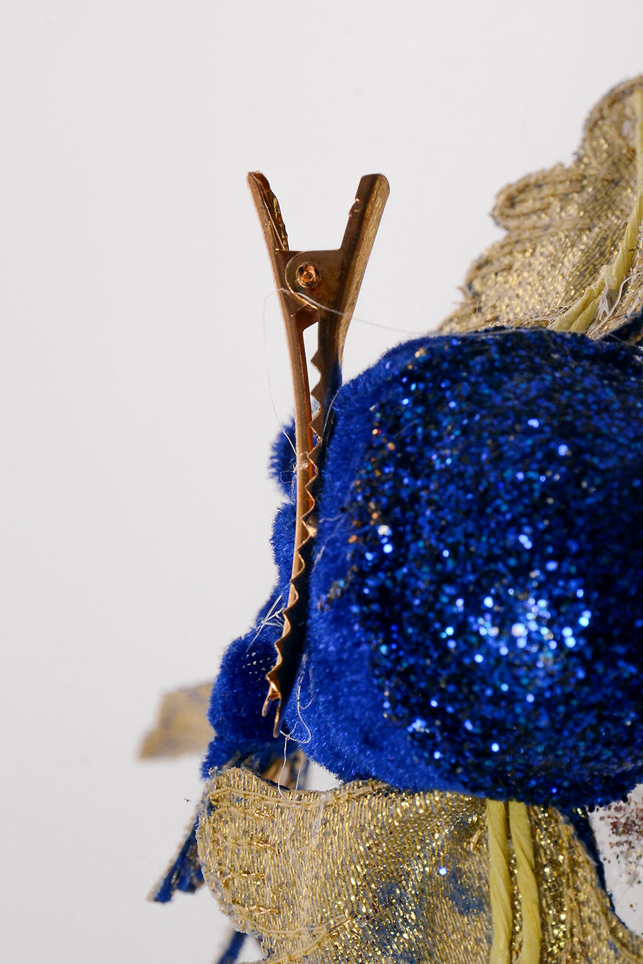 9" Velvet Gilded Bird Clip midnight Blue