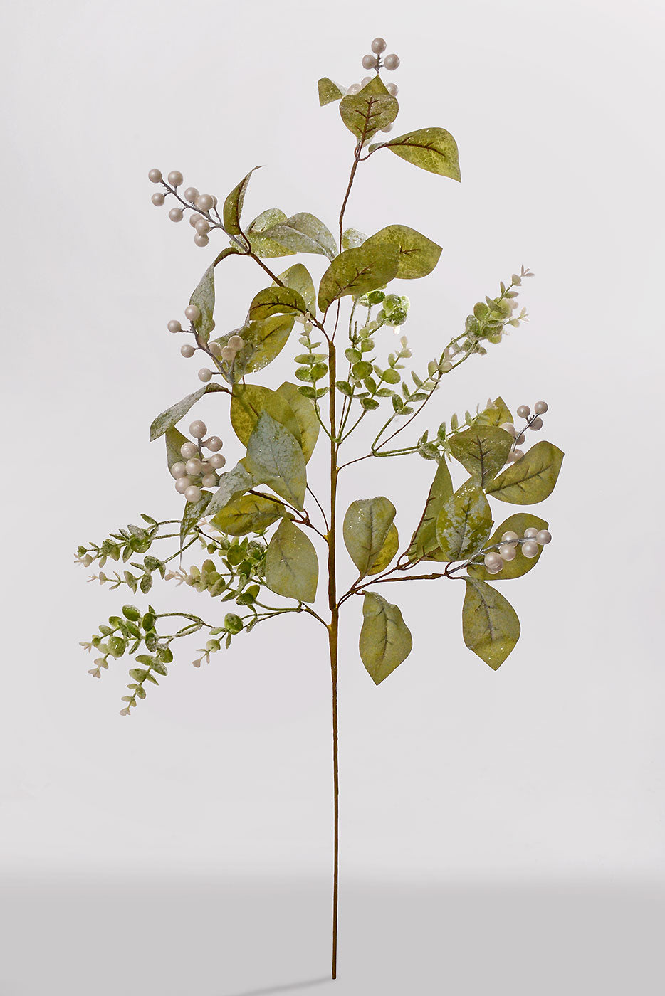 30" Ice Leaf & Berry Spray White/Green