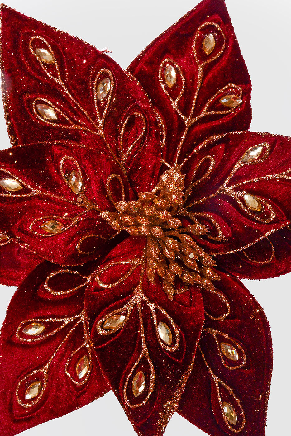 25" Bejeweled Poinsettia Stem Burgundy