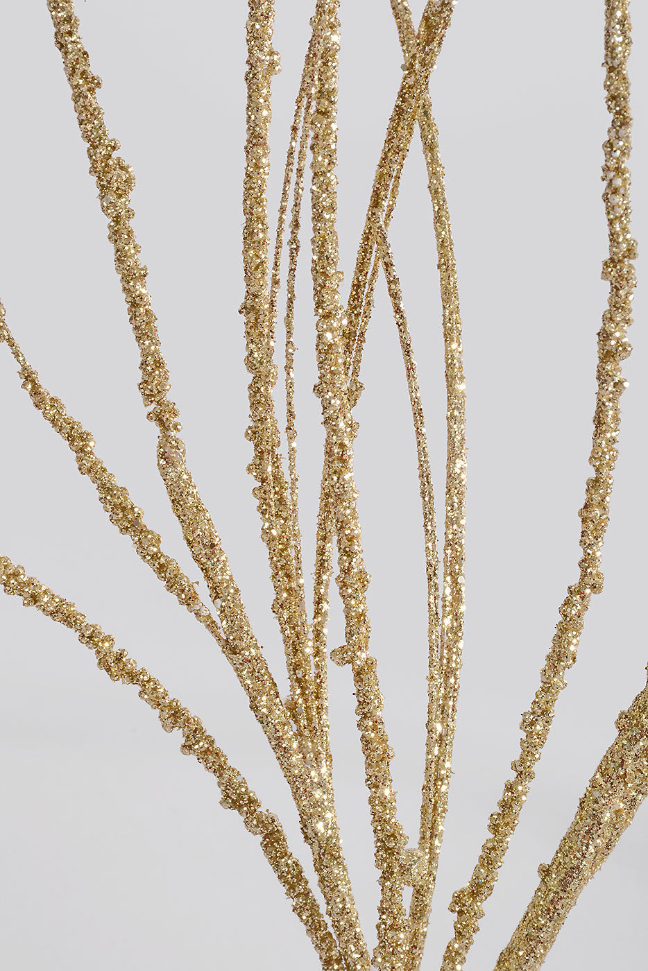 34" Glitter Curly Willow Grass Spray Champagne