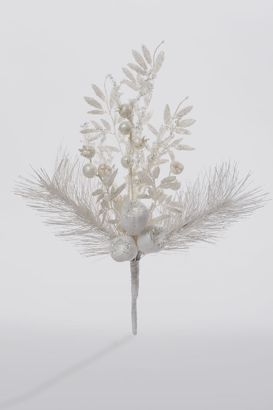 15" Winter Pine Berry Pick White