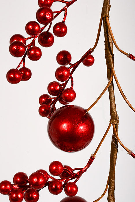 5Ft Metallic Ball Garland Red