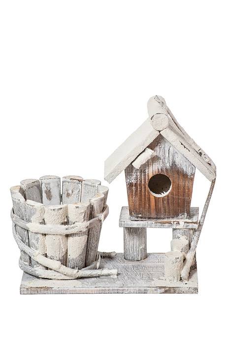 8.5" Wood Birdhouse White