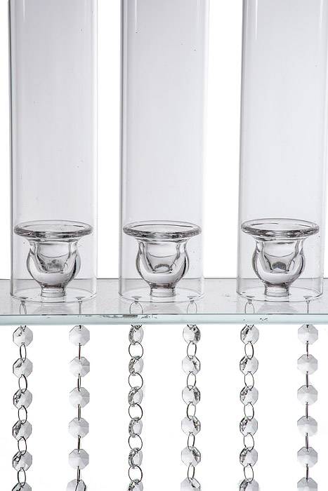 7-lite 28" Glass Candle Holder W/beads Clear