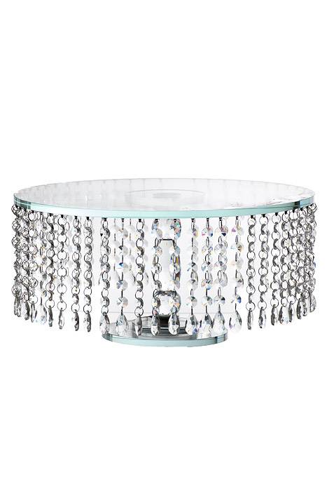 16x7.5" Round Crystal Cake Stand W/beads Clear