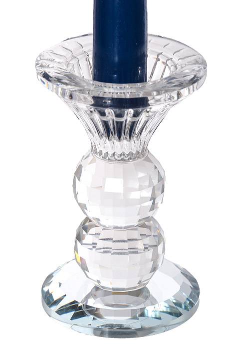 4.5" Crystal Single lite Glass Candle Holder Clear