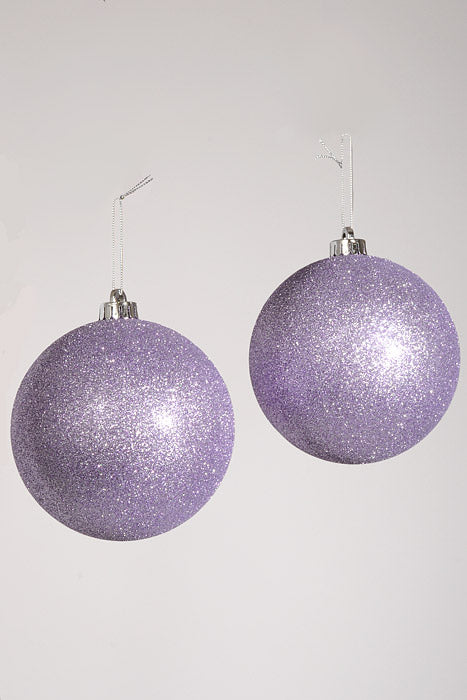 140Mm Glitter Ball Ornament Lilac Pkg/2