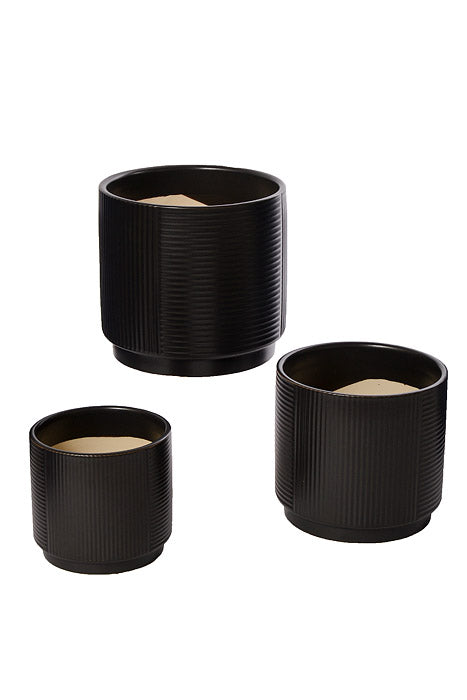 4.75" / 6" / 7.25" Round Pot Black Set/3