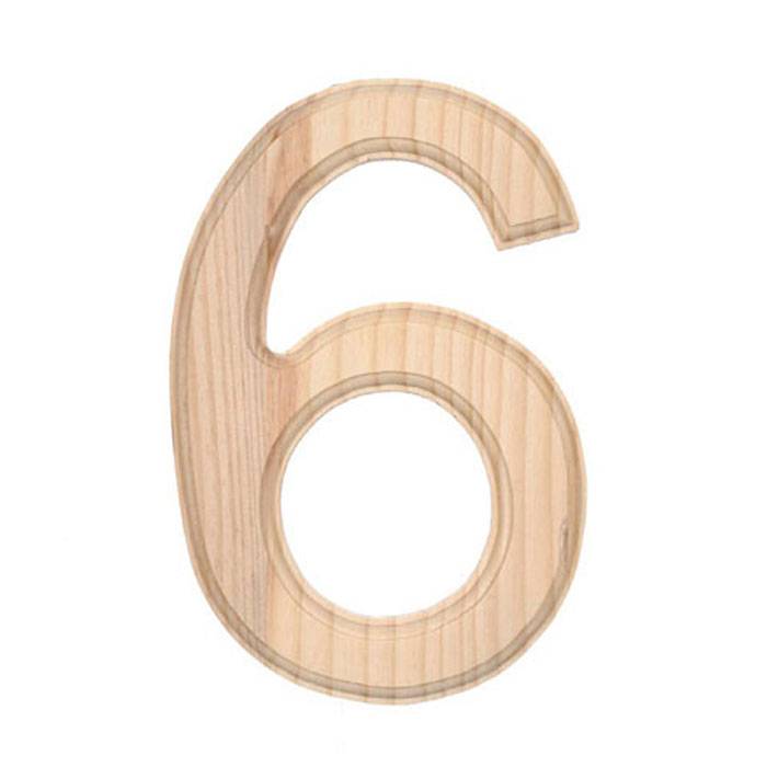 6" Wood Number "6" Natural