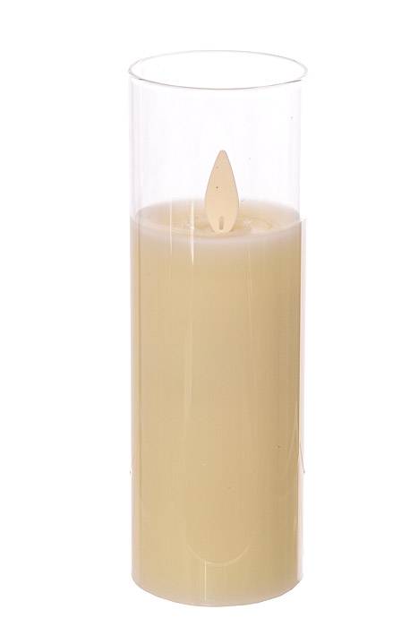 2" x 5.8" Led Glass Pillar Battery Operated Cream